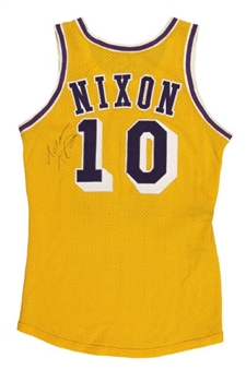 1980-1983 Norm Nixon Game Used and Signed Los Angeles Lakers Home Jersey (MEARS A10)
